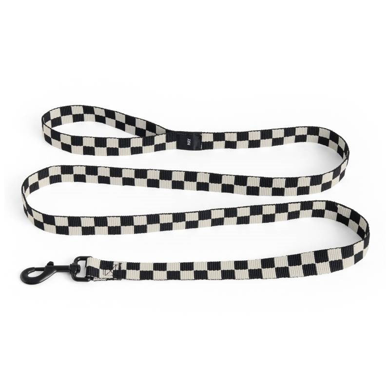 Flat Dog Leash in black and white check