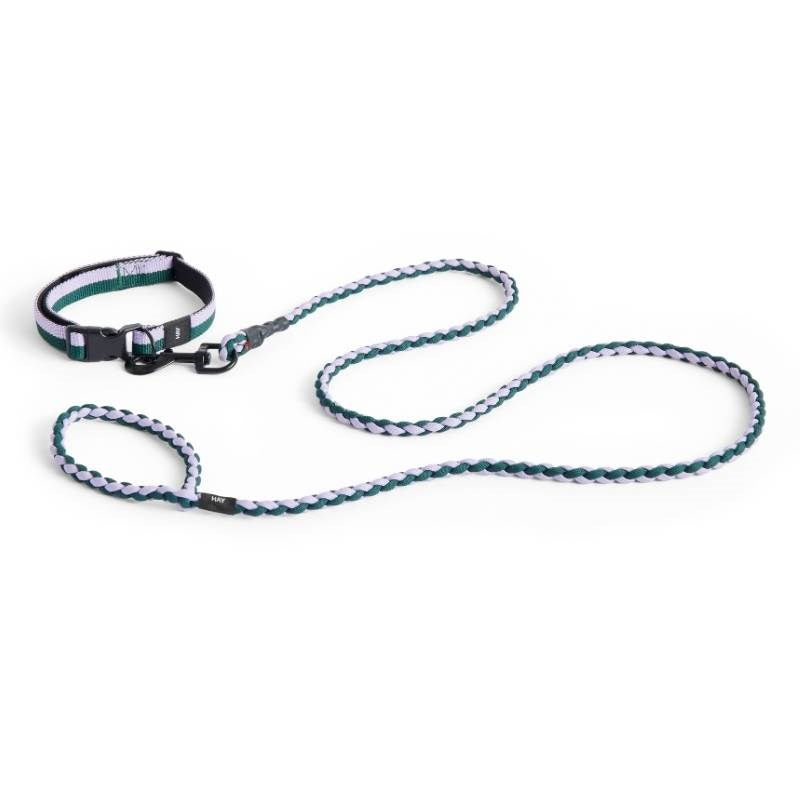Adjustable Braided Dog Leash in lavender and green