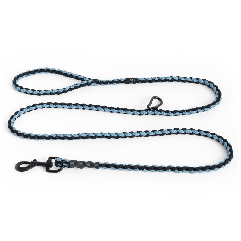 Adjustable Braided Dog Leash in blue and black