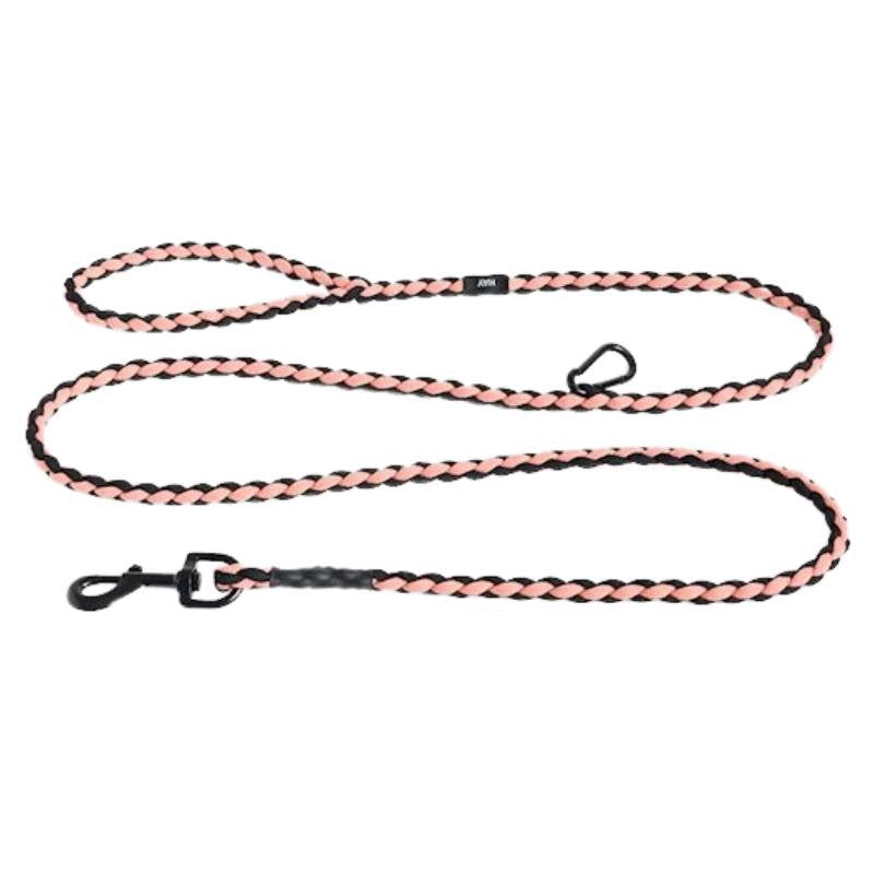 Adjustable Braided Dog Leash in pink and black