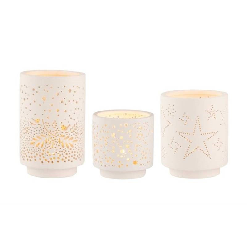 Christmas Porcelain Tealight Cups, set of 3