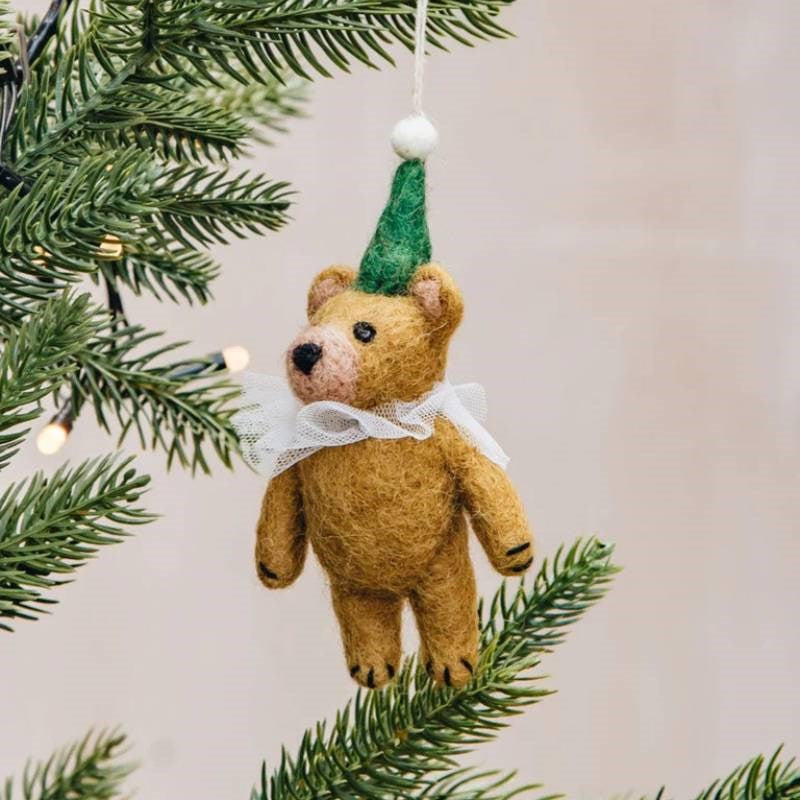 Circus Bear Felted Ornament