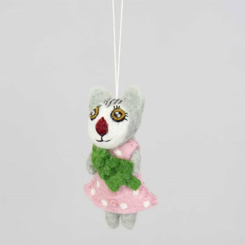Raccoon with Fir Felted Ornament