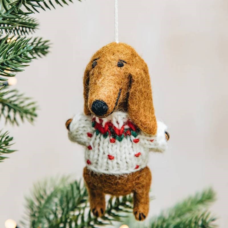 Dachshund Felted Ornament
