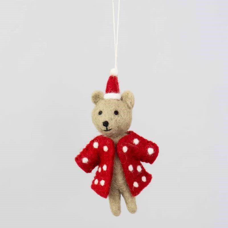 Bear with Dotted Coat Felted Ornament