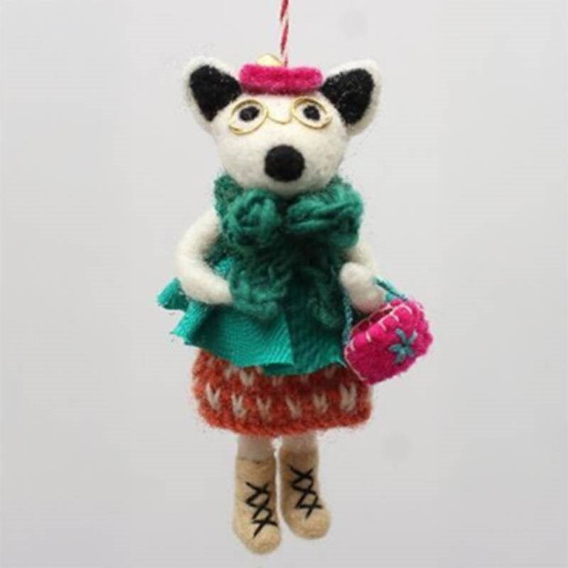 Dog with Boots Felted Ornament