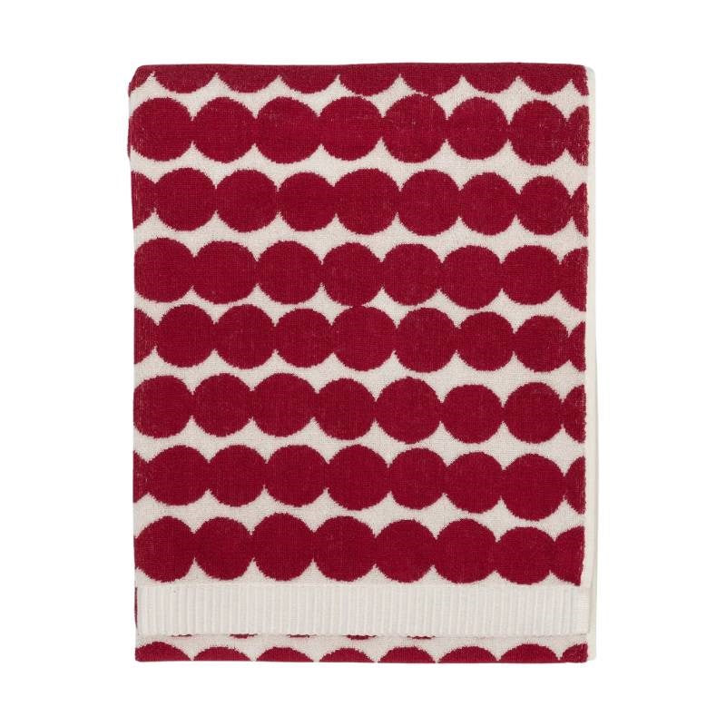 Rasymatto Bath Towel 70x150cm in dark red, off white
