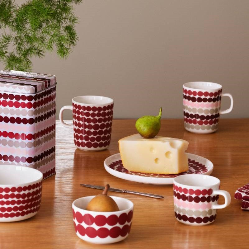 Rasymatto Mug 250ml in dark red, off white