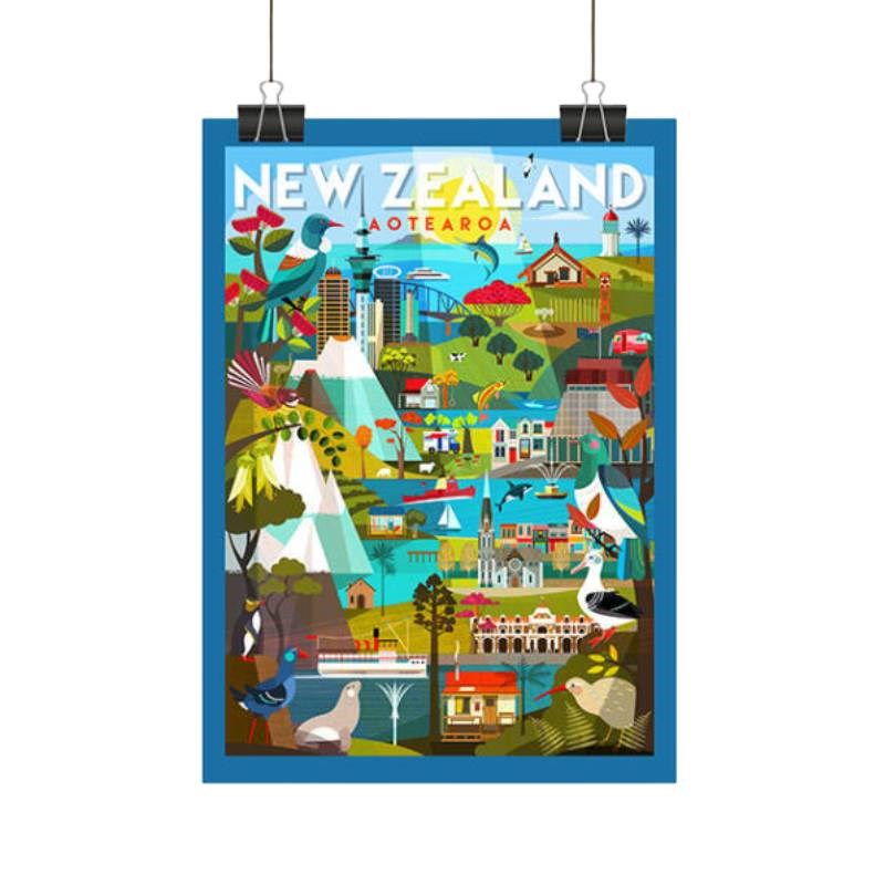 New Zealand Travel Destinations Tea Towel