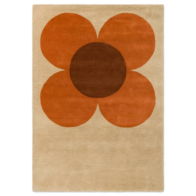 Flower Placement Rug in pumpkin, ecru