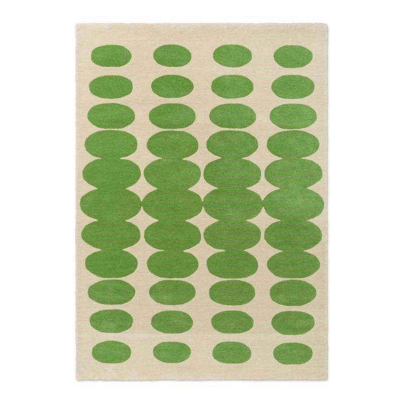 Optical Oval Rug in green, cream