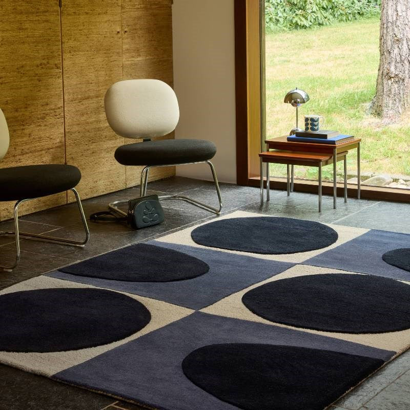Spot Square Rug in blue, navy