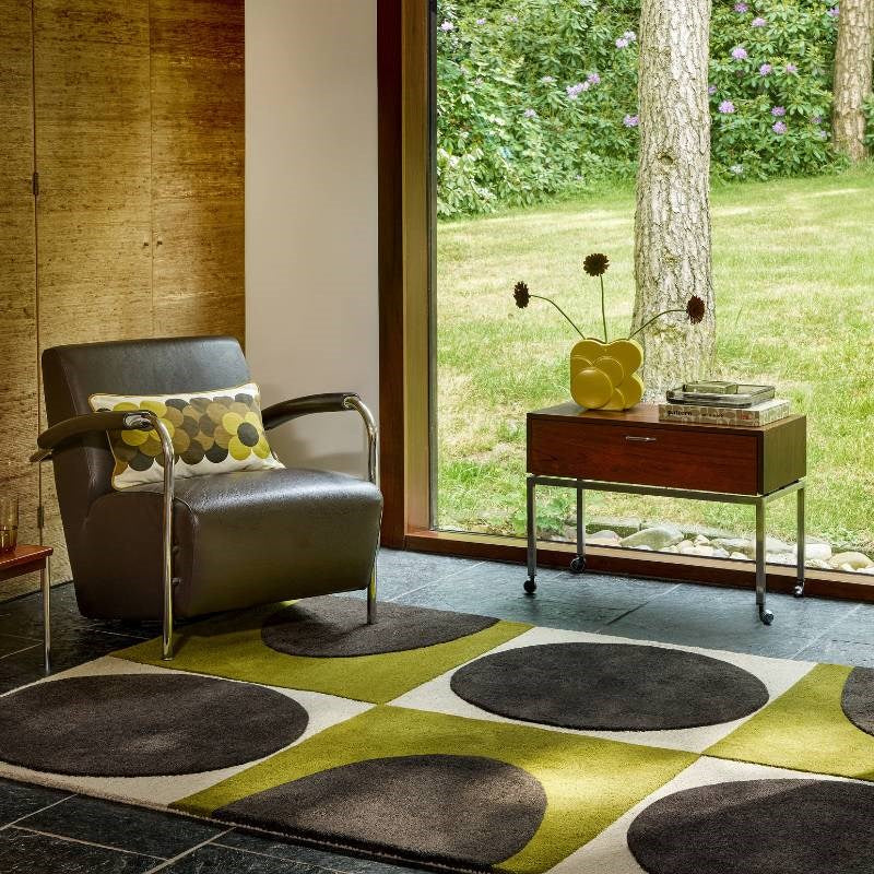 Spot Square Rug in walnut, lichen