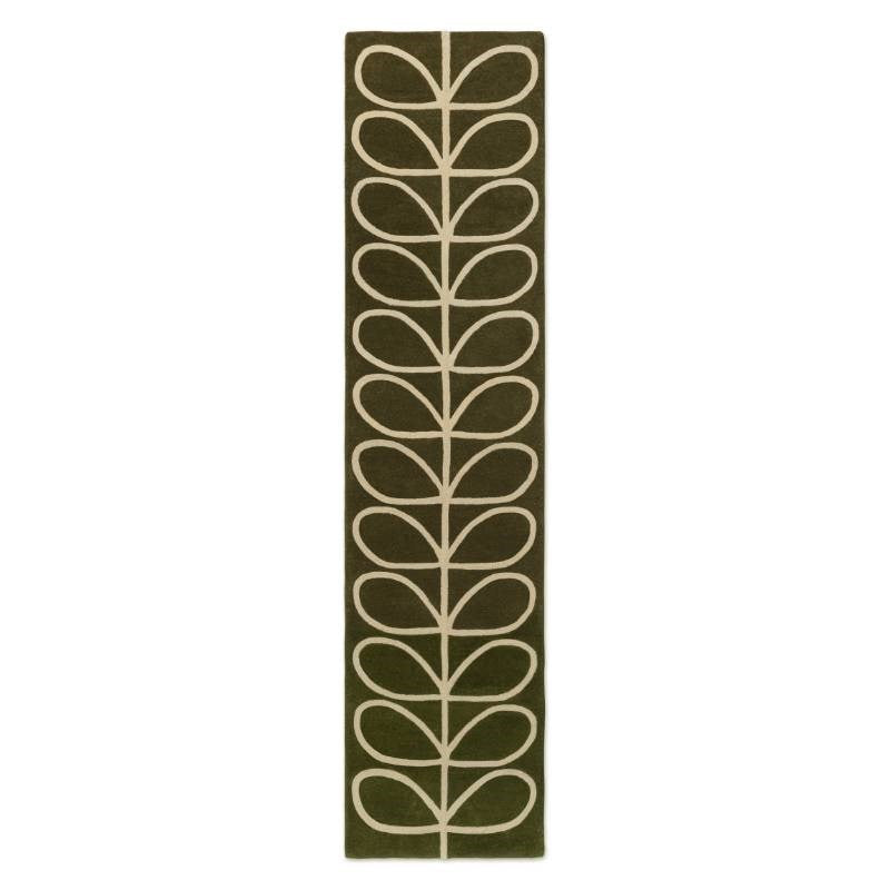 Linear Stem Rug Runner in olive