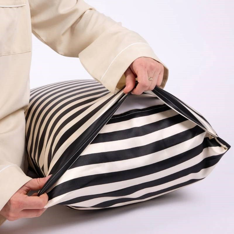 Silk Pillowcase in vanilla bean stripes