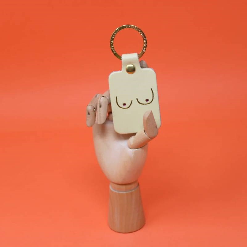 Boobs Key Fob in cream
