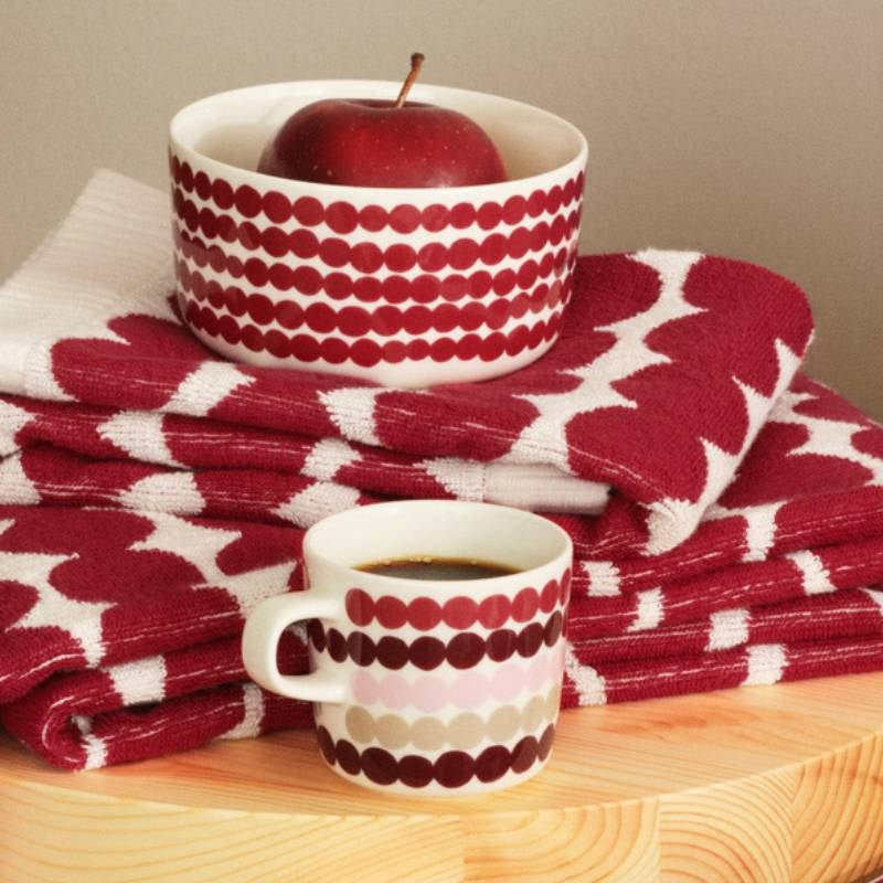 Rasymatto Bowl 500ml in dark red, off white