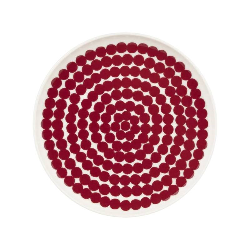 Rasymatto Plate 20cm in dark red, off white