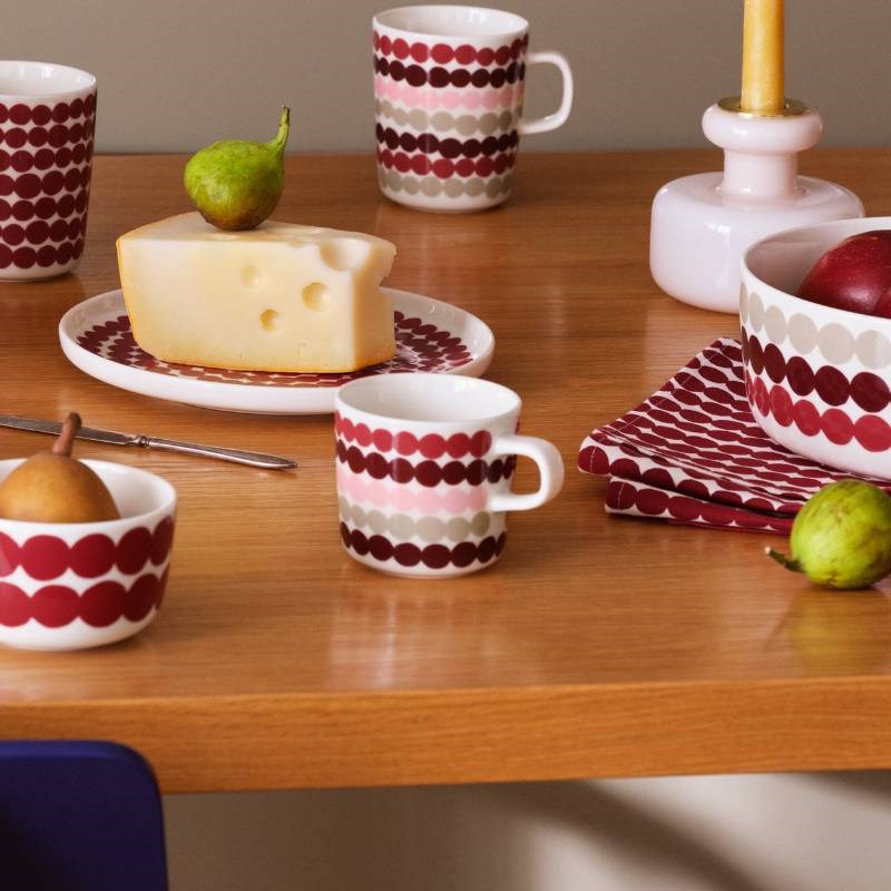 Rasymatto Mug 200ml in dark red, multi