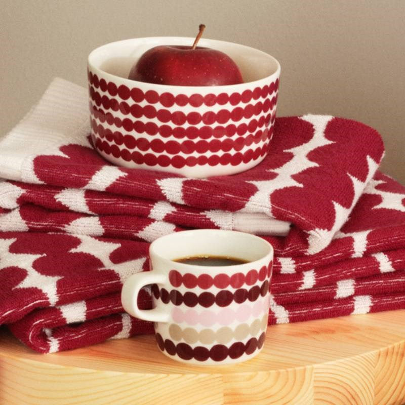 Rasymatto Hand Towel 50x70cm in dark red, off white