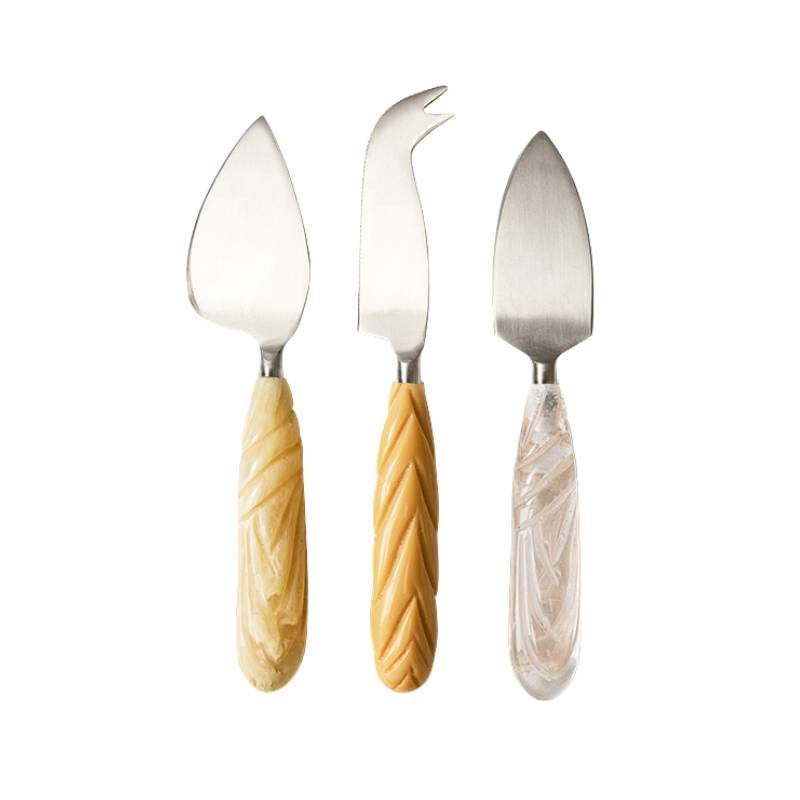 Cheese Knives, set of 3, in cream
