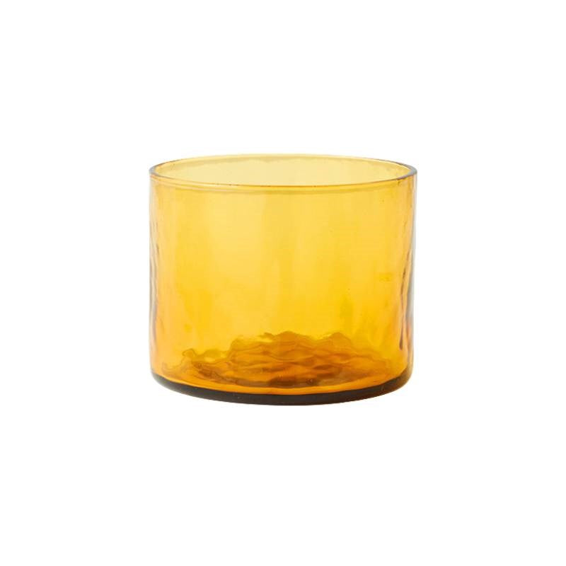 Tube glass in amber, set of 4