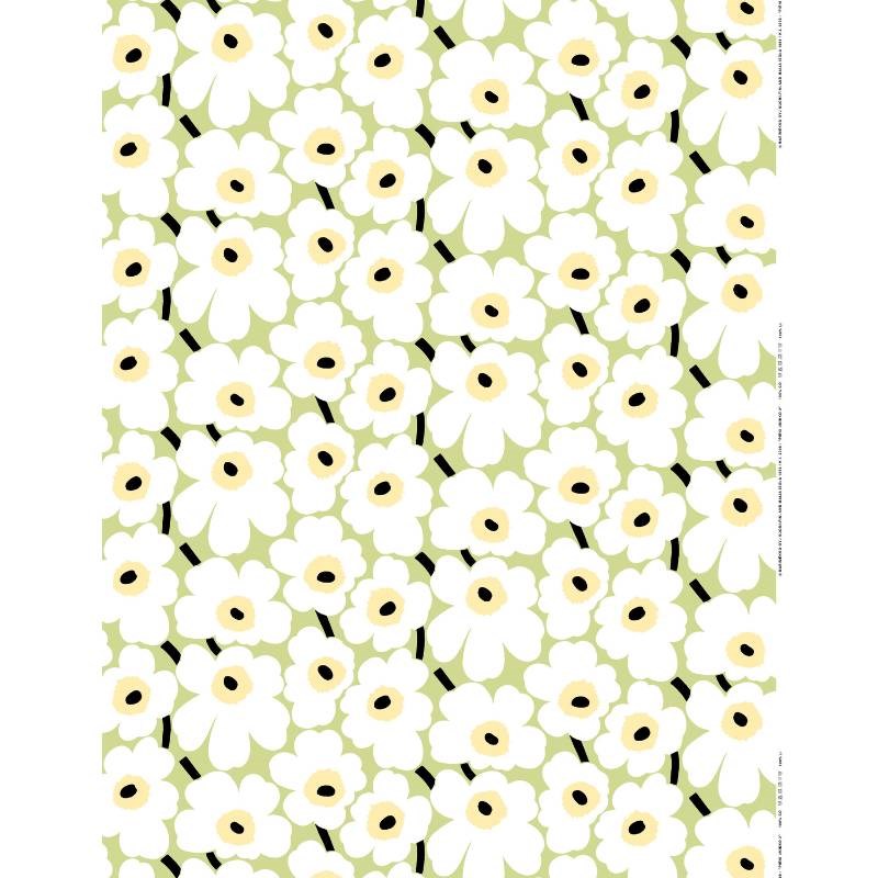 Pieni Unikko Cotton Fabric in pear, white, melon, dark green
