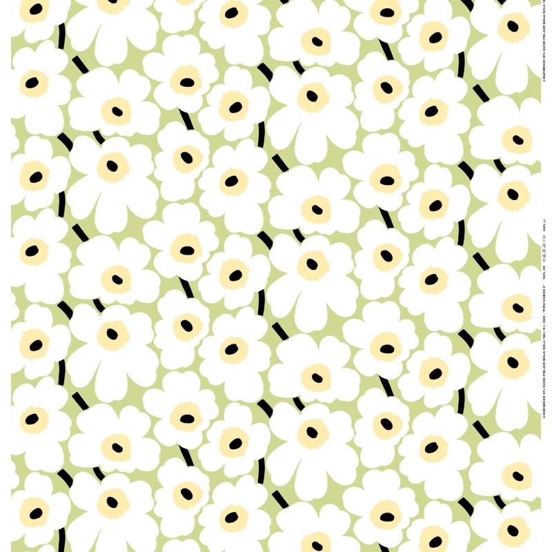 Pieni Unikko Cotton Fabric in pear, white, melon, dark green