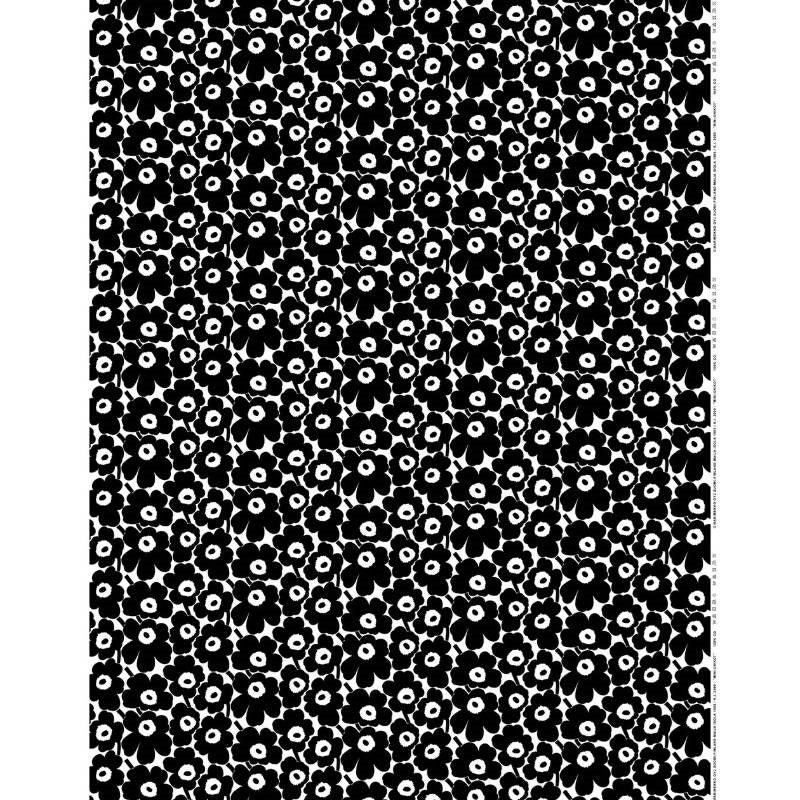 Mini Unikko Cotton Fabric in white, black