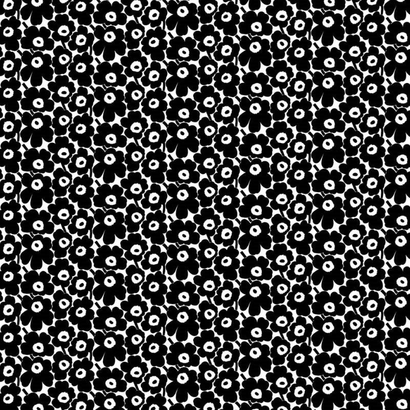 Mini Unikko Cotton Fabric in white, black