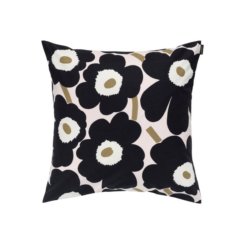 Pieni Unikko Cushion Cover 50cm in pink, charcoal, light brown