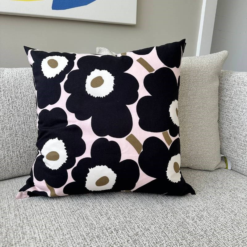 Pieni Unikko Cushion Cover 50cm in pink, charcoal, light brown