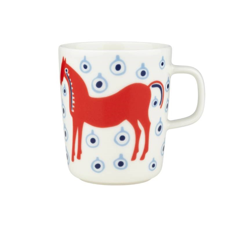 Musta Tamma Mug 250ml in off white, orange red, light blue