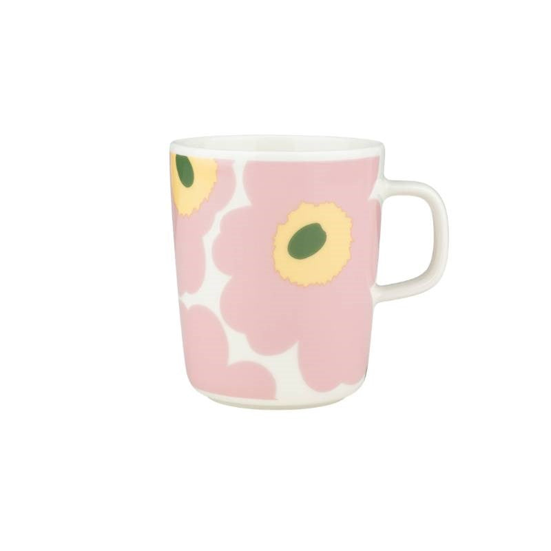 Unikko Mug 250ml in white, pink, light yellow, green