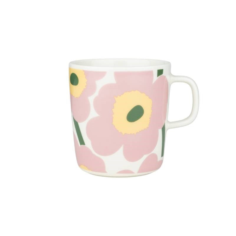 Unikko Mug 400ml in white, pink, light yellow, green