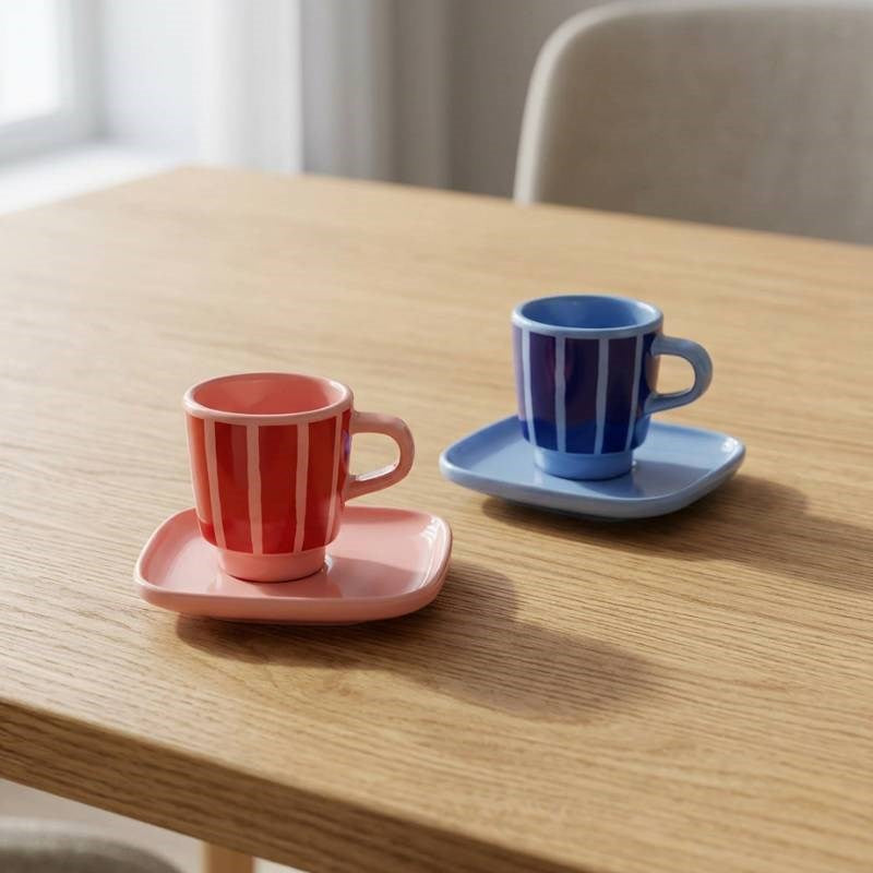 Piccolo Espresso cup and plate in light blue, blue