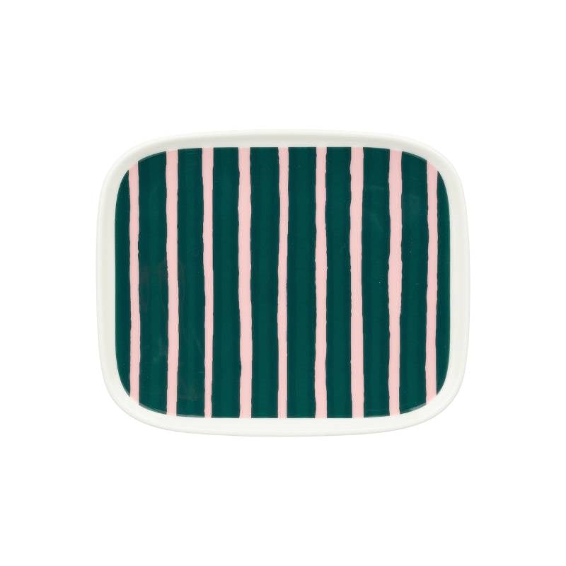 Piccolo Plate 15x12cm in white, pink, dark green