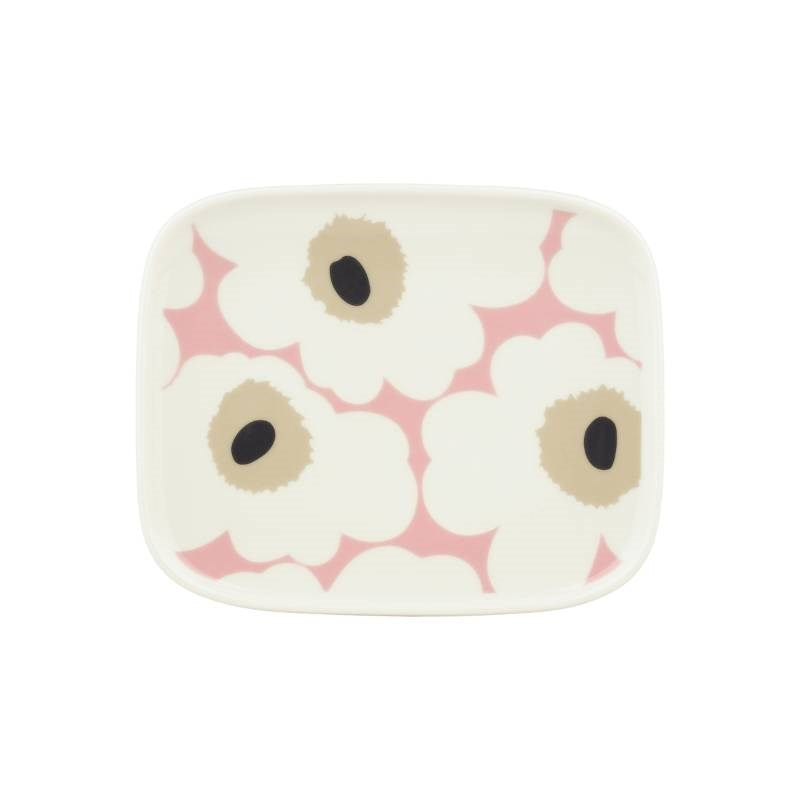 Unikko Plate 12x15cm in white, pink, sand, charcoal