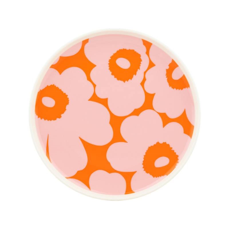 Unikko Plate 20cm in white, pink, orange