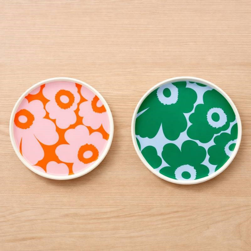 Unikko Plate 20cm in white, pink, orange