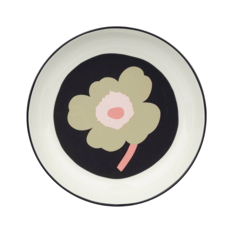 Unikko Deep plate 20.5cm in off white, charcoal, sand, pink