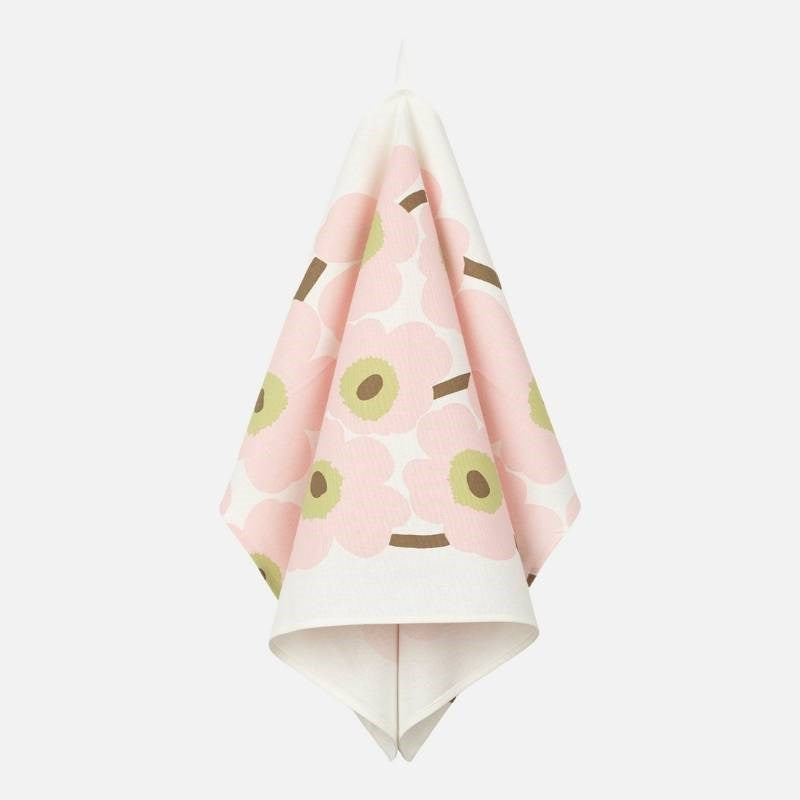 Unikko Tea Towel 43x70cm in off white, pink, pear, sand