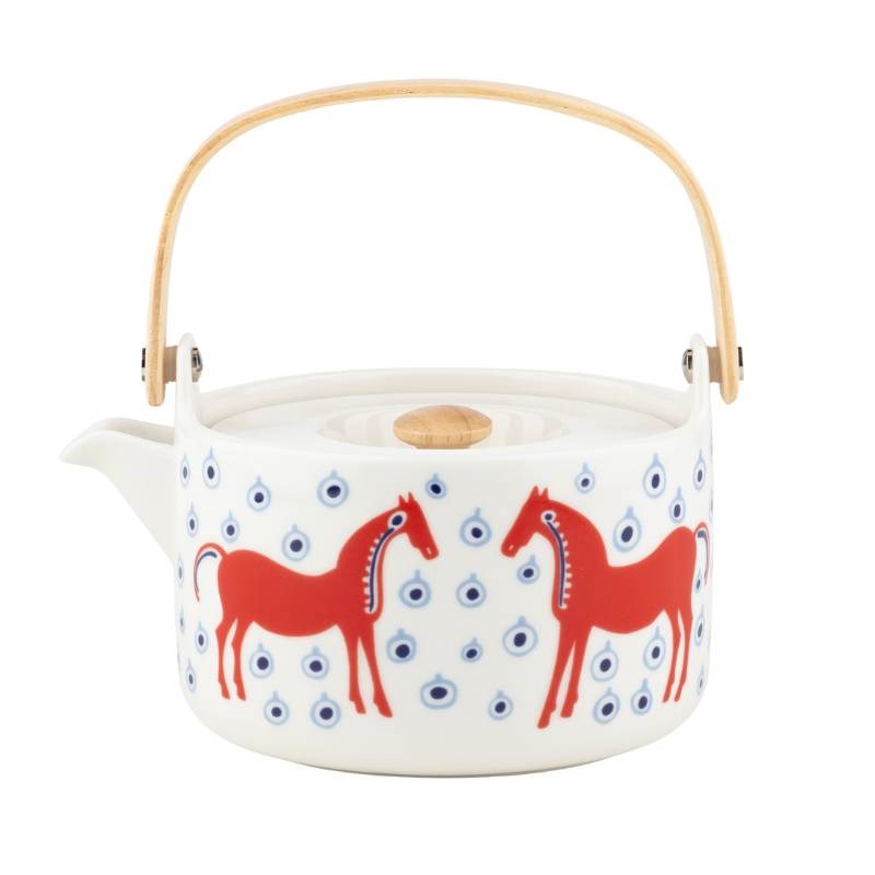 Musta Tamma Teapot 700ml in off white, orange red, light blue