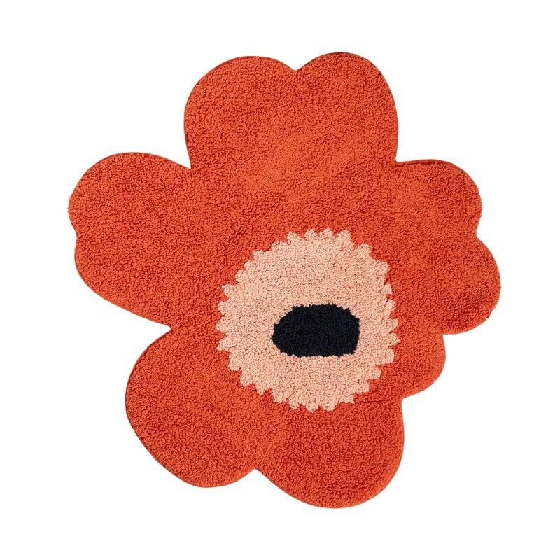 Unikko Bath Mat 73x74cm in orange red, powder, charcoal
