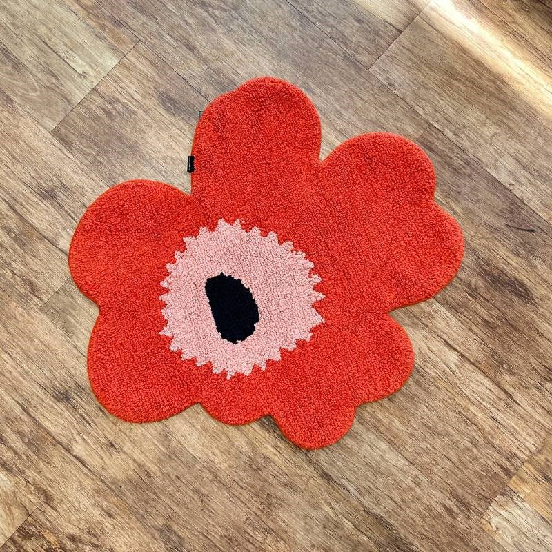 Unikko Bath Mat 73x74cm in orange red, powder, charcoal