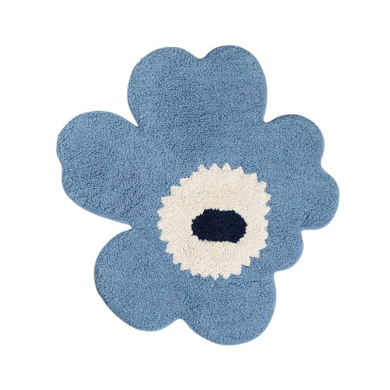 Unikko Bath Mat 73x74cm in light blue, off white, navy