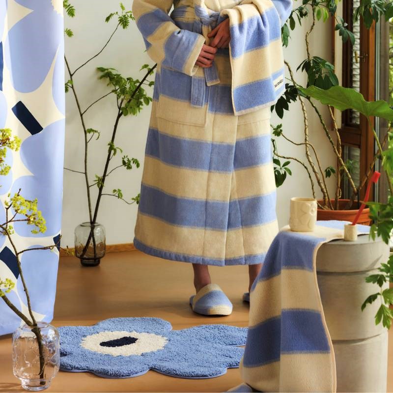 Unikko Bath Mat 73x74cm in light blue, off white, navy