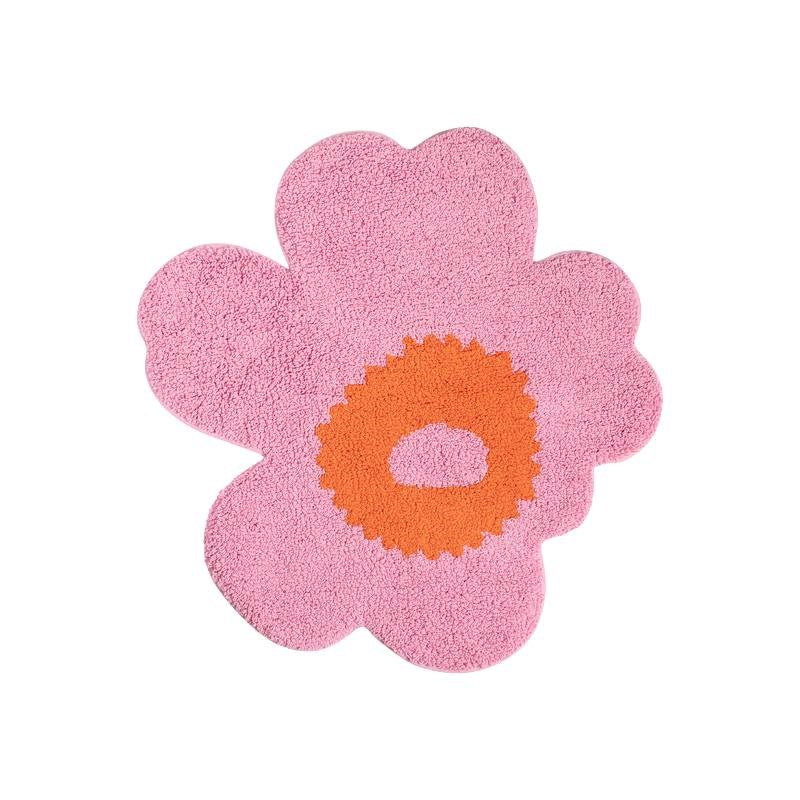 Unikko Bath Mat 73x74cm in pink, orange