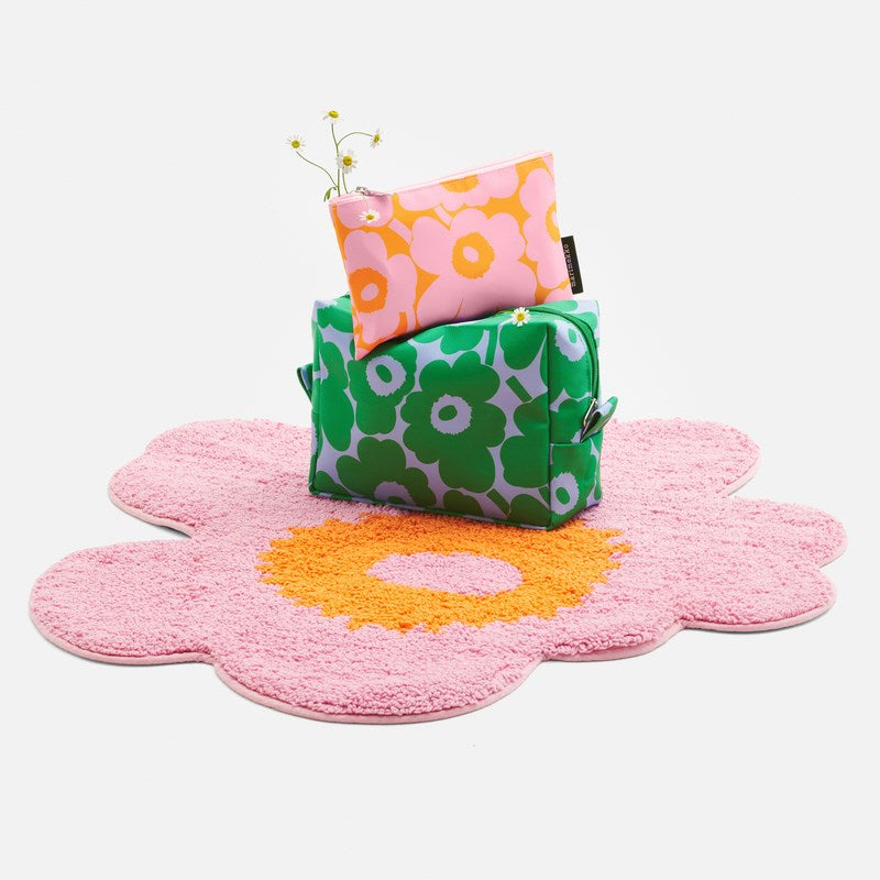 Unikko Bath Mat 73x74cm in pink, orange