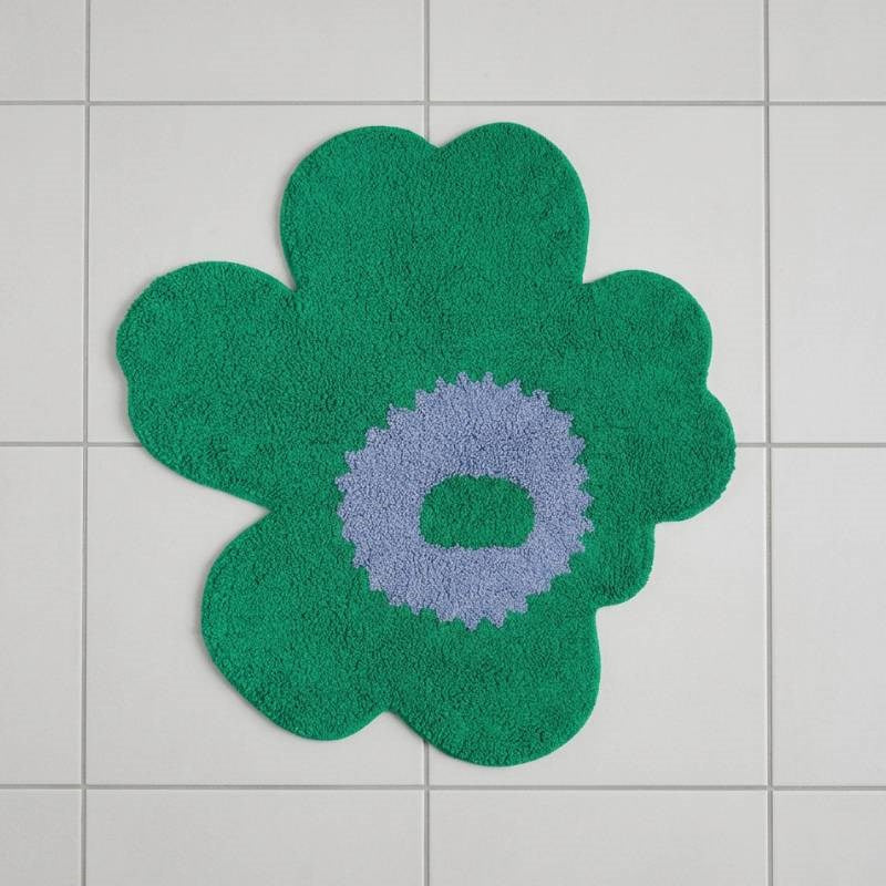 Unikko Bath Mat 73x74cm in green, light blue